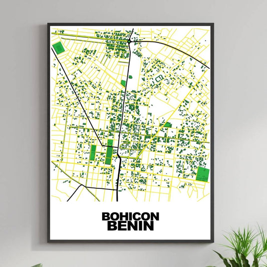 COLOURED ROAD MAP OF BOHICON, BENIN BY MAPBAKES