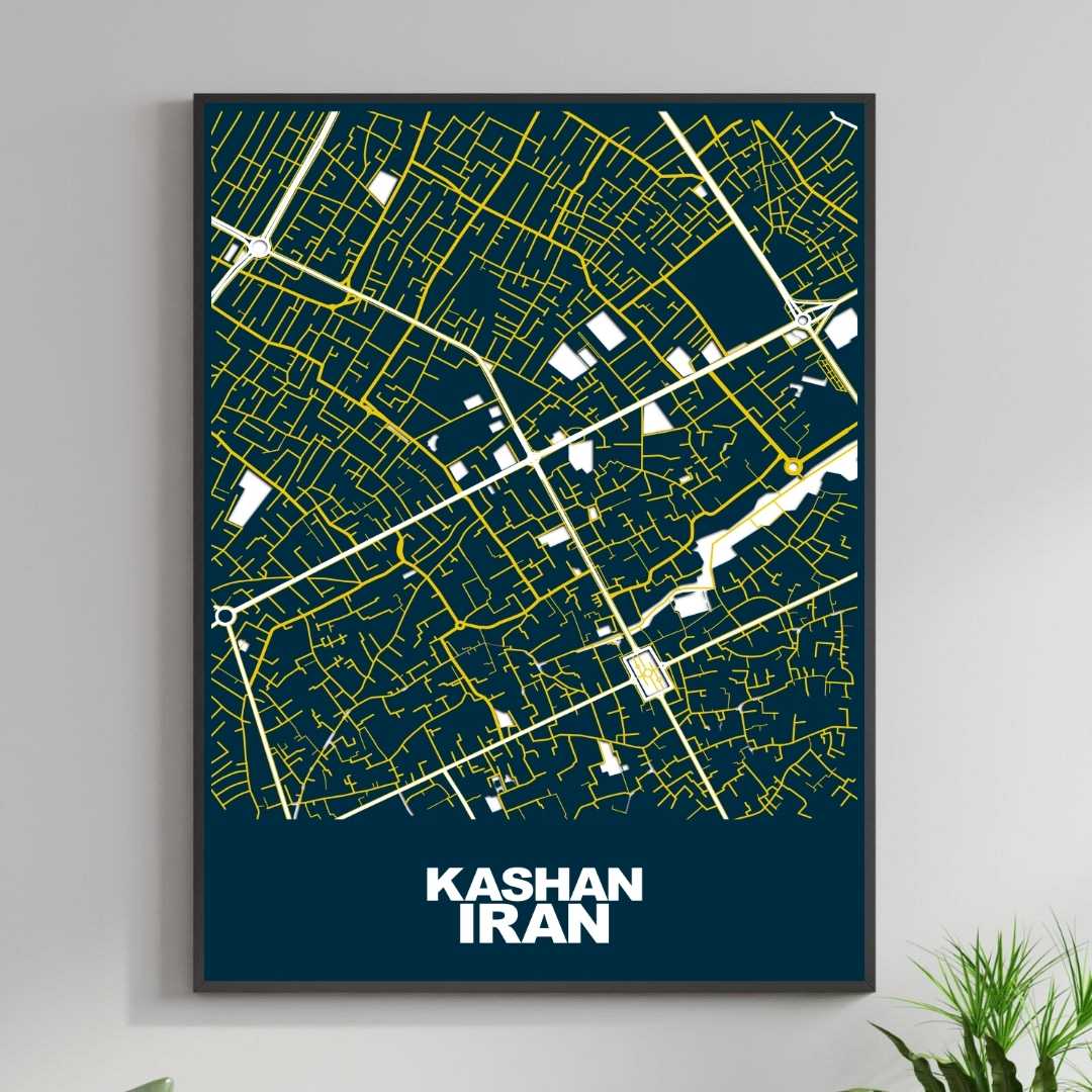 COLOURED ROAD MAP OF KASHAN, IRAN BY MAPBAKES