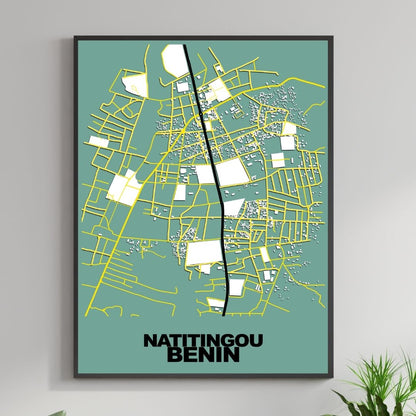 COLOURED ROAD MAP OF NATITINGOU, BENIN BY MAPBAKES