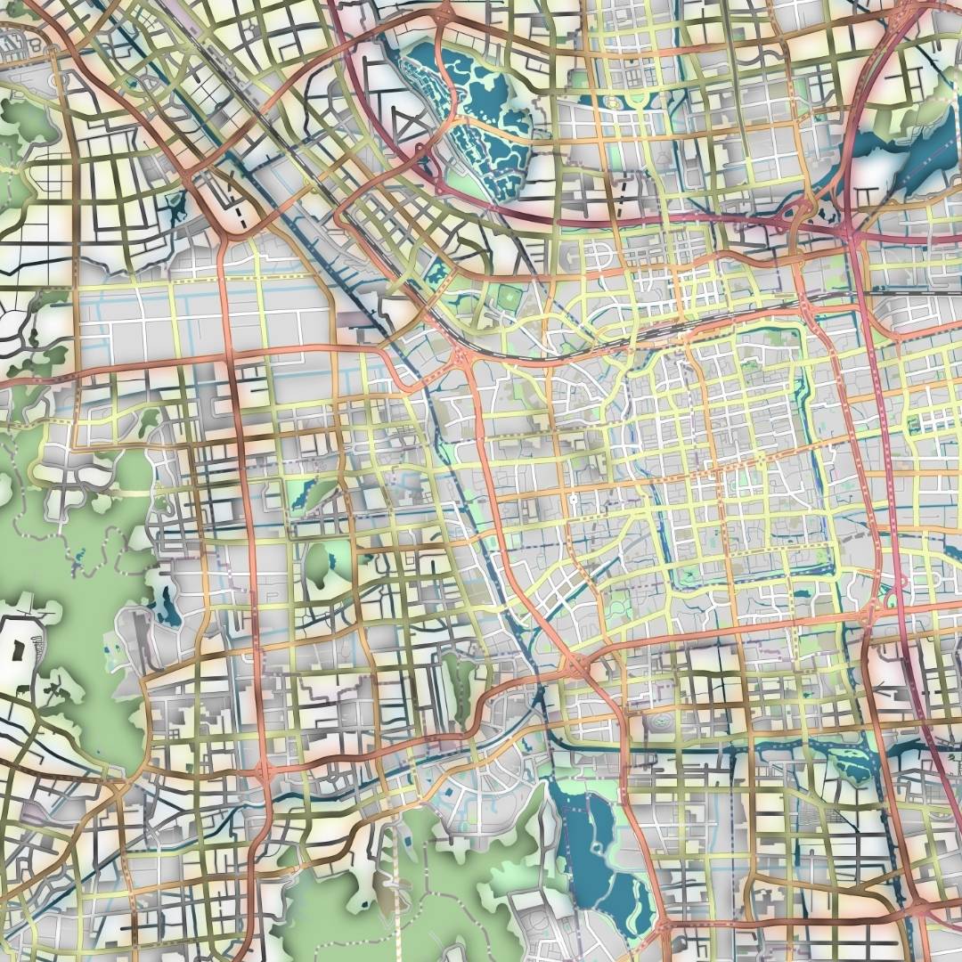 COLOURED ROAD MAP OF SUZHOU, CHINA BY MAPBAKES