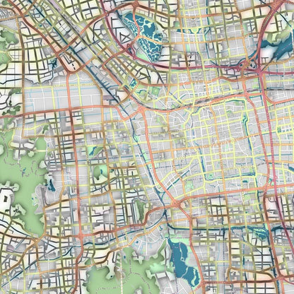 COLOURED ROAD MAP OF SUZHOU, CHINA BY MAPBAKES