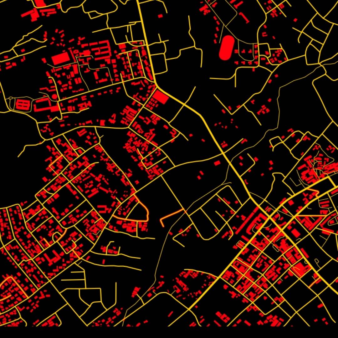 COLOURED ROAD MAP OF KOFORIDUA, GHANA BY MAPBAKES