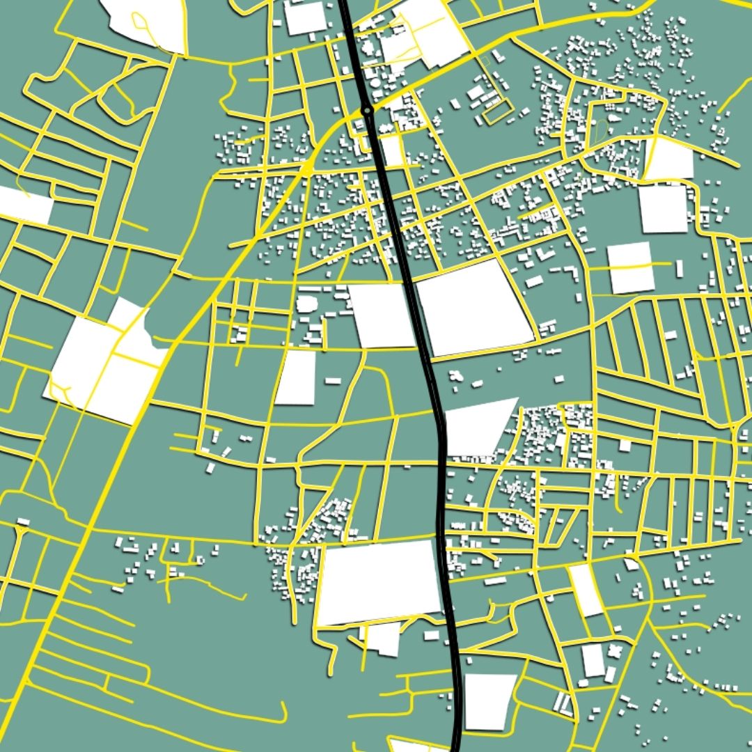 COLOURED ROAD MAP OF NATITINGOU, BENIN BY MAPBAKES