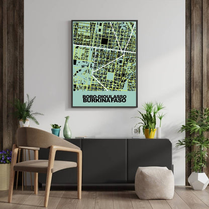 COLOURED ROAD MAP OF BOBO-DIOULASSO, BURKINA FASO BY MAPBAKES