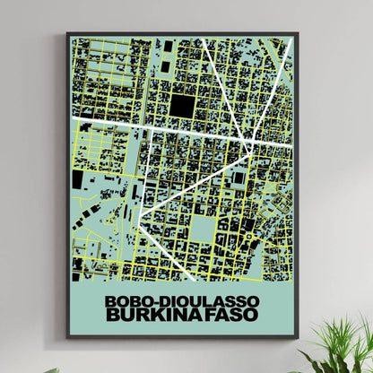 COLOURED ROAD MAP OF BOBO-DIOULASSO, BURKINA FASO BY MAPBAKES