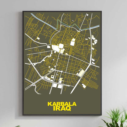 COLOURED ROAD MAP OF KARBALA, IRAQ BY MAPBAKES