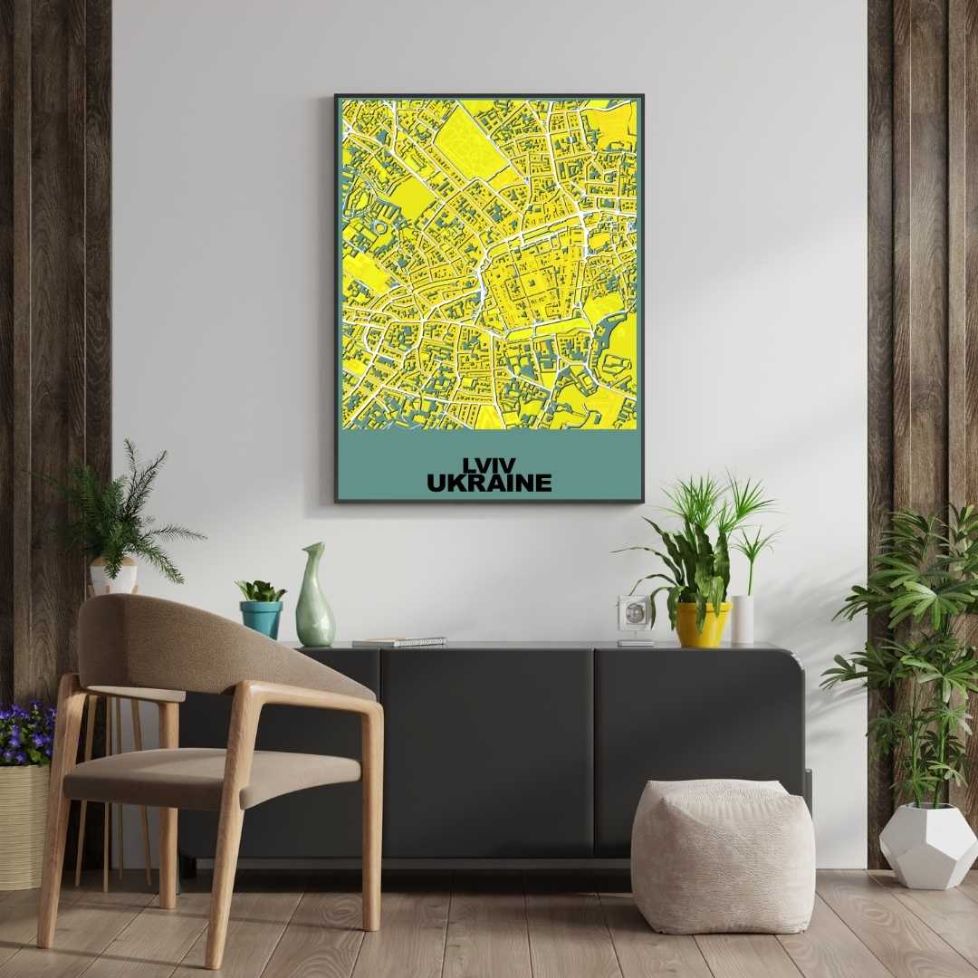 COLOURED ROAD MAP OF LVIV, UKRAINE BY MAPBAKES