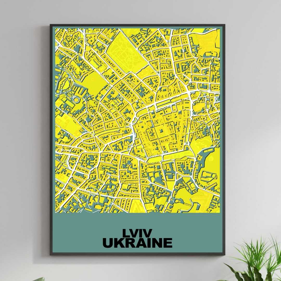 COLOURED ROAD MAP OF LVIV, UKRAINE BY MAPBAKES