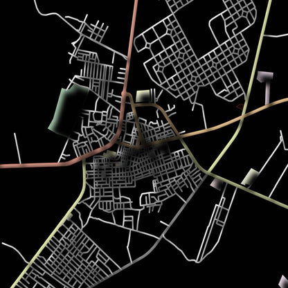 COLOURED ROAD MAP OF SULUQ, LIBYA BY MAPBAKES