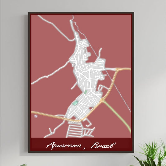 COLOURED ROAD MAP OF APUAREMA, BRAZIL BY MAPBAKES