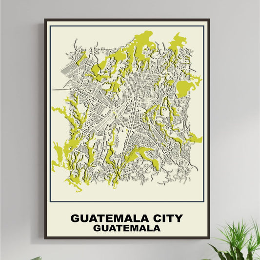 COLOURED ROAD MAP OF GUATEMALA CITY, GUATEMALA BY MAPBAKES