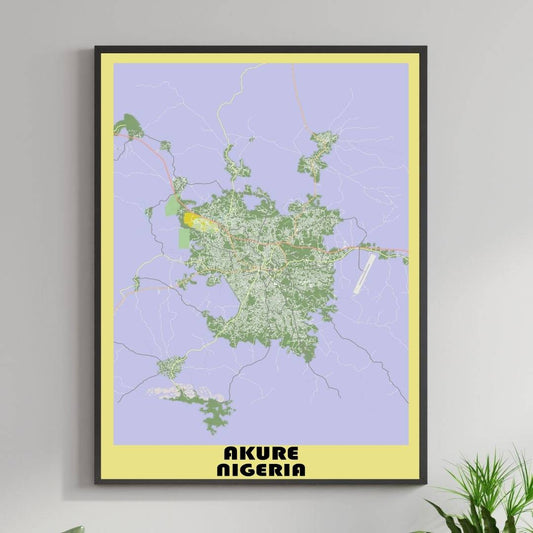 COLOURED ROAD MAP OF AKURE, NIGERIA BY MAPBAKES