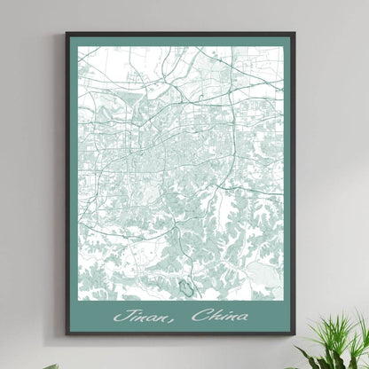 COLOURED ROAD MAP OF JINAN, CHINA BY MAPBAKES