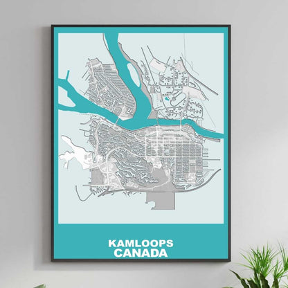 COLOURED ROAD MAP OF KAMLOOPS, CANADA BY MAPBAKES