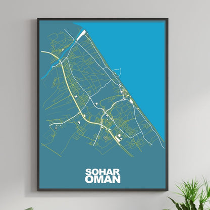 COLOURED ROAD MAP OF SOHAR, OMAN BY MAPBAKES