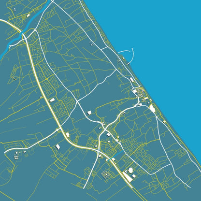 COLOURED ROAD MAP OF SOHAR, OMAN BY MAPBAKES