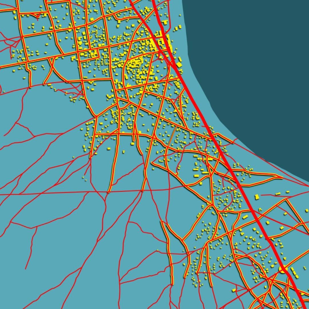COLOURED ROAD MAP OF BIRAO, CENTRAL AFRICAN REPUBLIC BY MAPBAKES