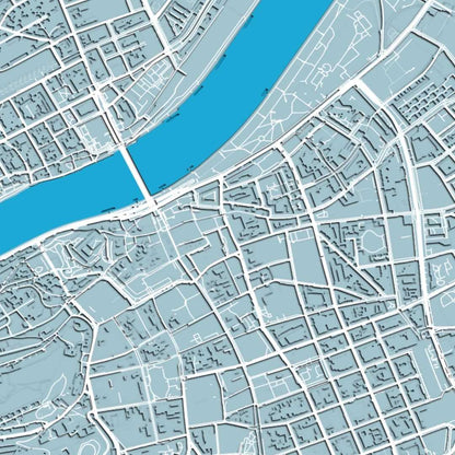 COLOURED ROAD MAP OF LINZ, AUSTRIA BY MAPBAKES