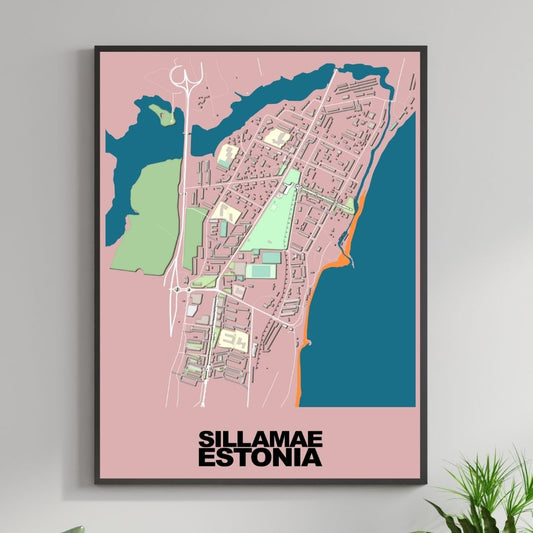 COLOURED ROAD MAP OF SILLAMAE, ESTONIA BY MAPBAKES