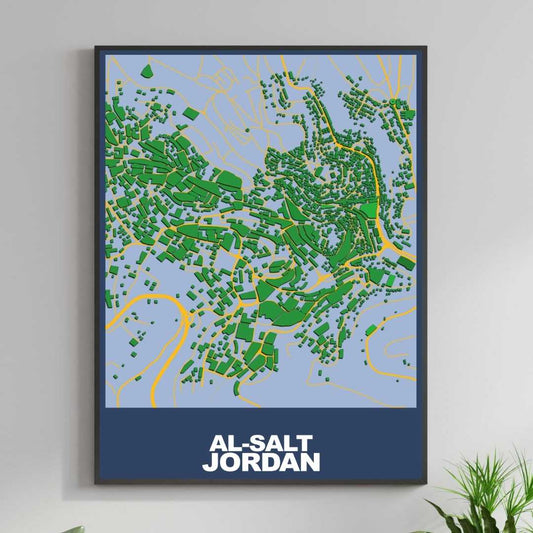 COLOURED ROAD MAP OF AL-SALT, JORDAN BY MAPBAKES
