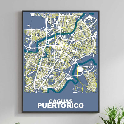 COLOURED ROAD MAP OF CAGUAS, PUERTO RICO BY MAPBAKES