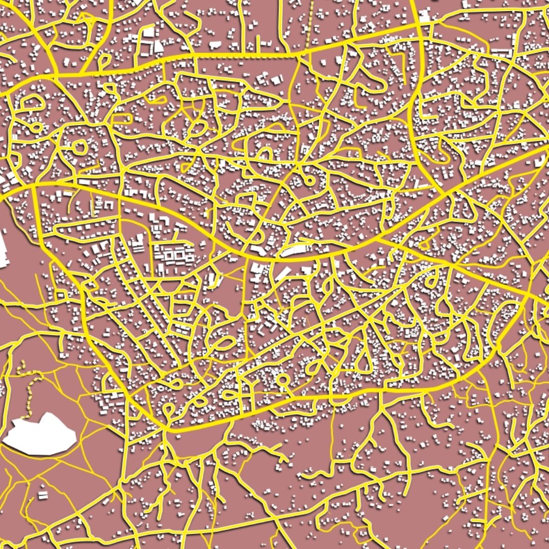 COLOURED ROAD MAP OF MOLEPOLOLE, BOTSWANA BY MAPBAKES
