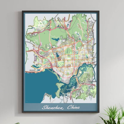 COLOURED ROAD MAP OF SHENZHEN, CHINA BY MAPBAKES