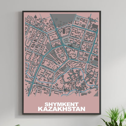 COLOURED ROAD MAP OF SHYMKENT, KAZAKHSTAN BY MAPBAKES