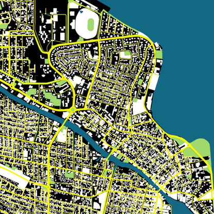COLOURED ROAD MAP OF BELIZE CITY, BELIZE BY MAPBAKES
