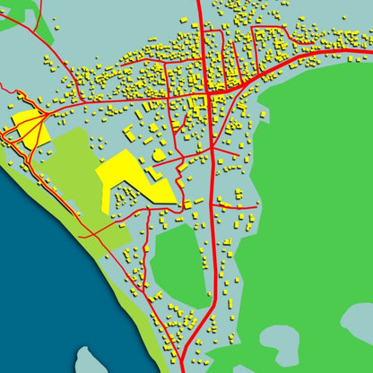 COLOURED ROAD MAP OF MOBAYE, CENTRAL AFRICAN REPUBLIC BY MAPBAKES