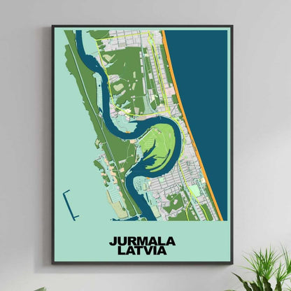 COLOURED ROAD MAP OF JURMALA, LATVIA BY MAPBAKES