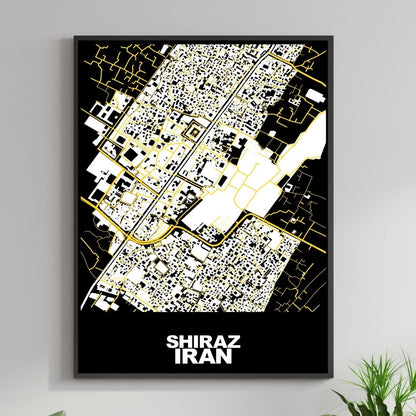 COLOURED ROAD MAP OF SHIRAZ, IRAN BY MAPBAKES