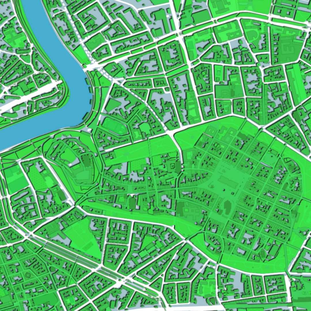 COLOURED ROAD MAP OF KRAKOW, POLAND BY MAPBAKES