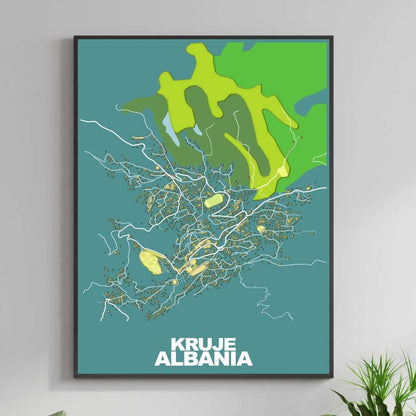 COLOURED ROAD MAP OF KRUJE, ALBANIA BY MAPBAKES