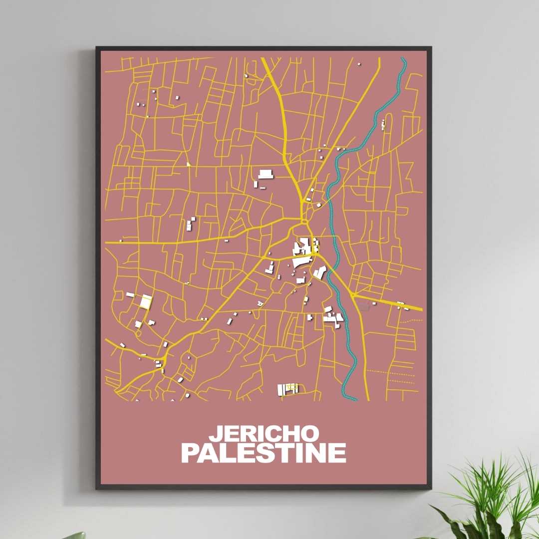 COLOURED ROAD MAP OF JERICHO, PALESTINE BY MAPBAKES