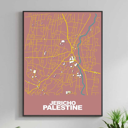 COLOURED ROAD MAP OF JERICHO, PALESTINE BY MAPBAKES