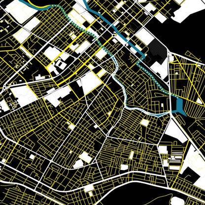 COLOURED ROAD MAP OF BATNA, ALGERIA BY MAPBAKES