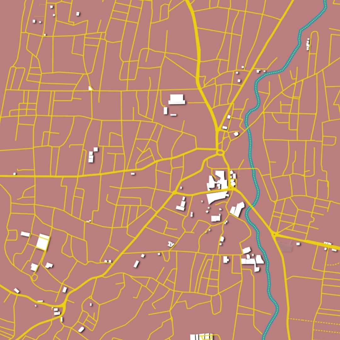 COLOURED ROAD MAP OF JERICHO, PALESTINE BY MAPBAKES