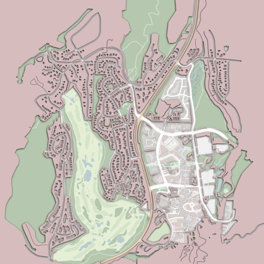 COLOURED ROAD MAP OF WHISTLER, CANADA BY MAPBAKES