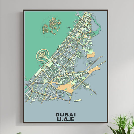 COLOURED ROAD MAP OF DUBAI, UAE BY MAPBAKES