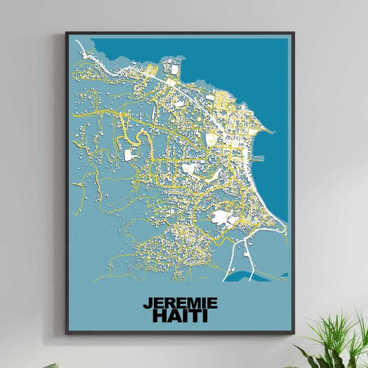 COLOURED ROAD MAP OF JEREMIE, HAITI BY MAPBAKES