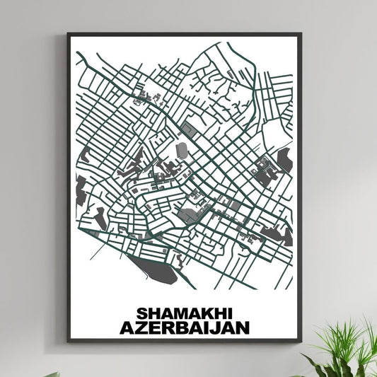 COLOURED ROAD MAP OF SHAMAKHI, AZERBAIJAN BY MAPBAKES