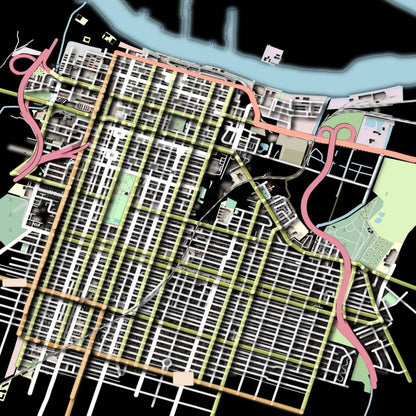 COLOURED ROAD MAP OF SAVANNAH, GEORGIA BY MAPBAKES