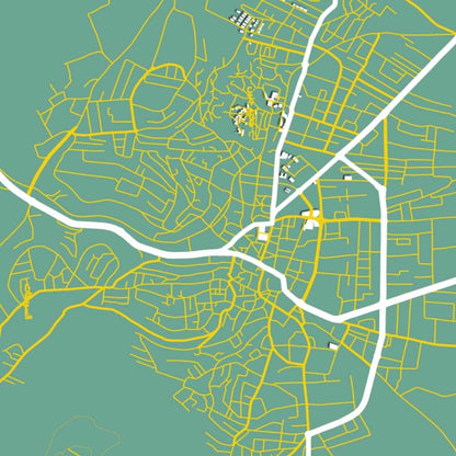 COLOURED ROAD MAP OF JENIN, PALESTINE BY MAPBAKES