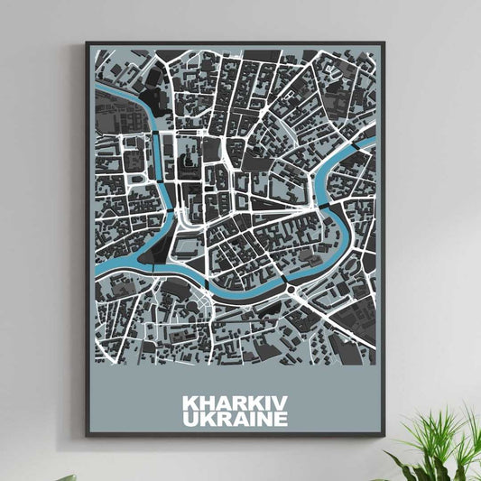 COLOURED ROAD MAP OF KHARKIV, UKRAINE BY MAPBAKES