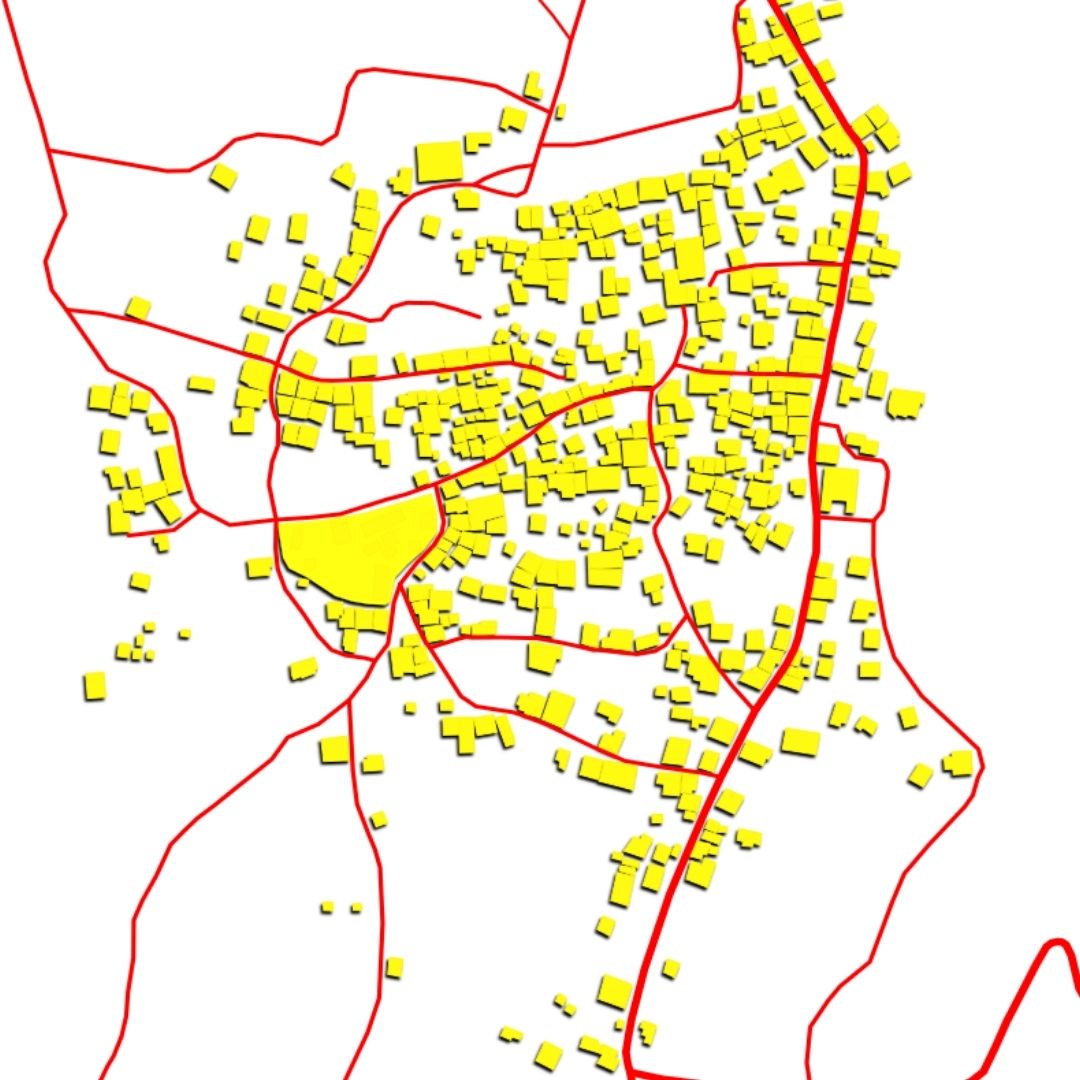 COLOURED ROAD MAP OF MBENI, COMOROS BY MAPBAKES