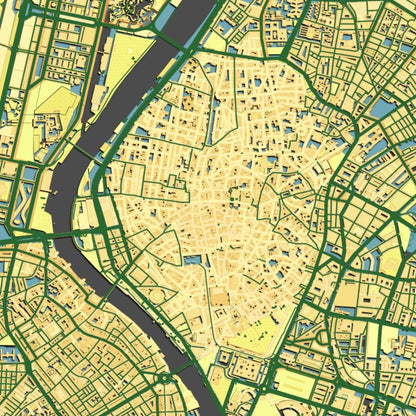 COLOURED ROAD MAP OF SEVILLE, SPAIN BY MAPBAKES