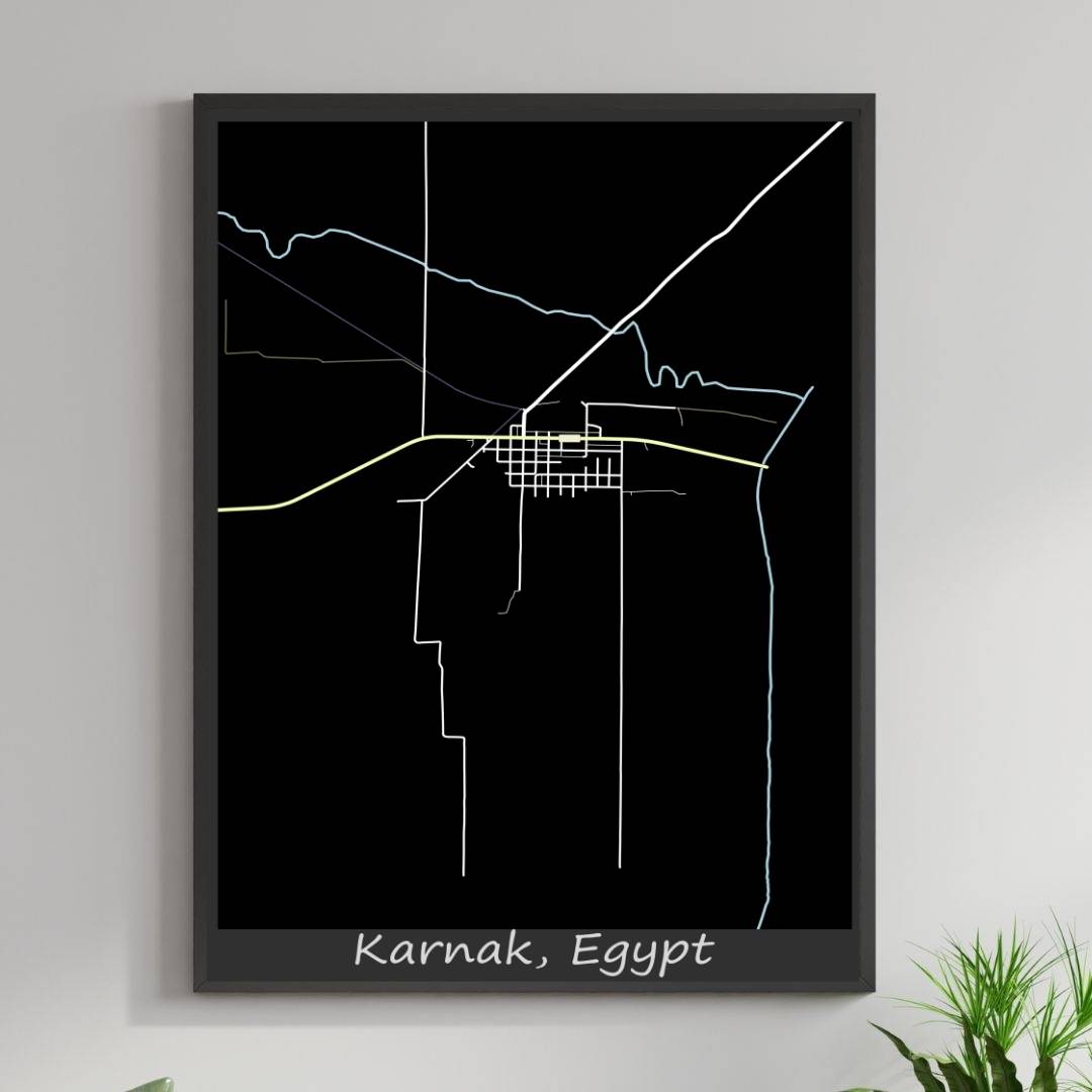 COLOURED ROAD MAP OF KARNAK, EGYPT BY MAPBAKES