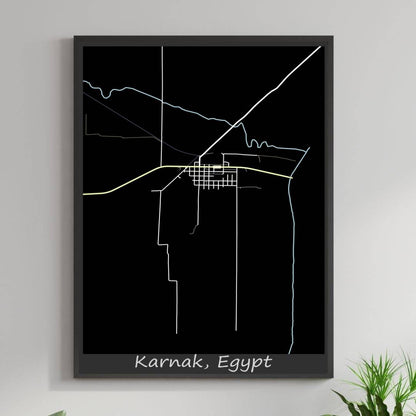 COLOURED ROAD MAP OF KARNAK, EGYPT BY MAPBAKES