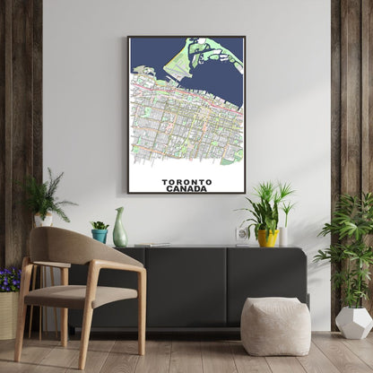 COLOURED ROAD MAP OF TORONTO, CANADA BY MAPBAKES